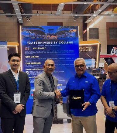 Feiran Technology and i-CATS University College representatives at their MyAERO Summit 2026 MoU signing